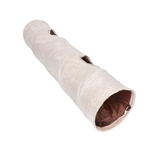 Túnel para gatos recto de tela lavable con bola de burbujas y dos agujeros de juego para felinos 2