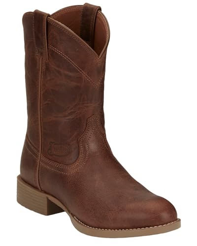 Justin Kilgore 10" Stampede Roper Men's Boots, Premium Leather, J-Flex Insole, Round Toe, Oil & Slip Resistant Rubber Outsole, Hickory - 11 EE
