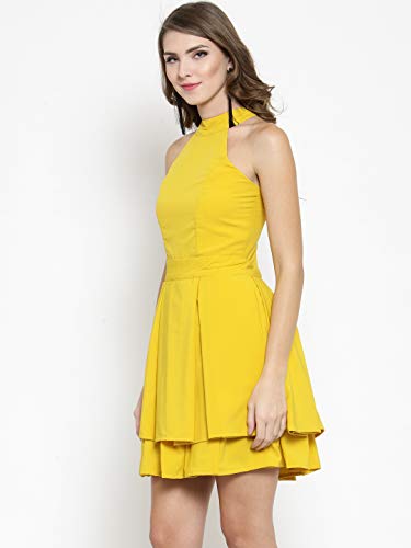 Image of Sera Women's Black Polyester Fit and Flare Pleated Midi Backless Dress