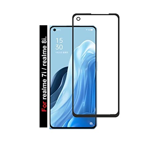 Image of Screen Protector for realme 7i / 8i (Black) Tempered Glass Edge-to-Edge 6D Screen Guard With Installation Kit