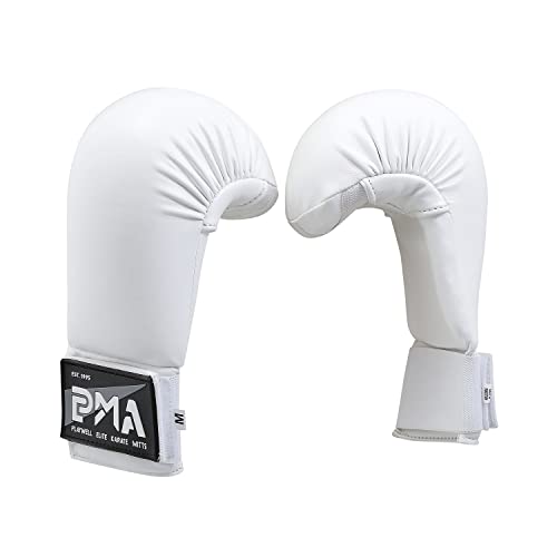 Gants de karaté Playwell en vinyle blanc grand format pour le combat au dojo
