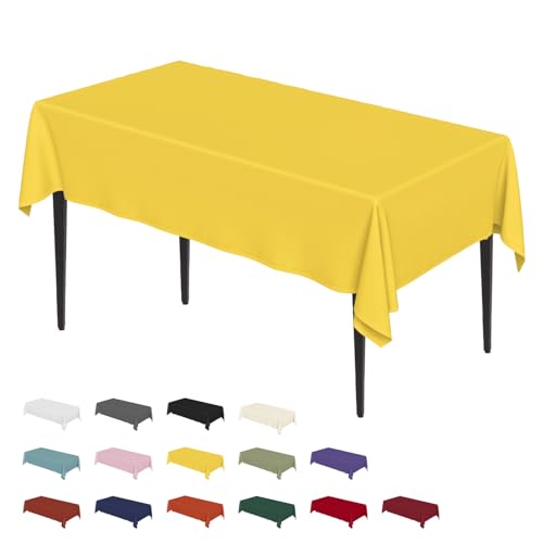 Artoid Mode Nappe anti-taches lavable, aspect lin, rectangulaire, 140 x 110 cm, pour cuisine, jardin, vacances, décoration de fête, jaune