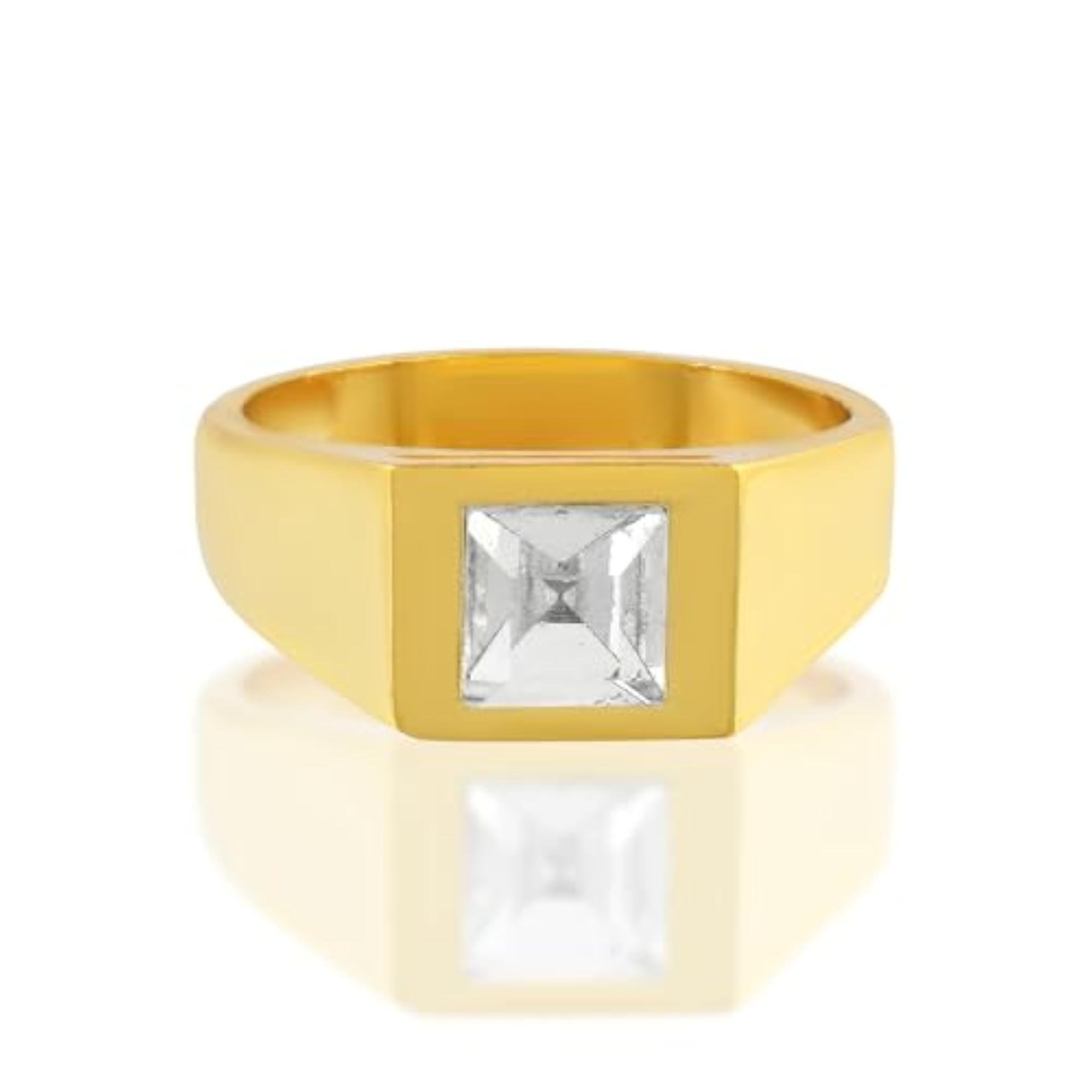 Brass Gold Plated Solitaire Imitation Diamond Ring