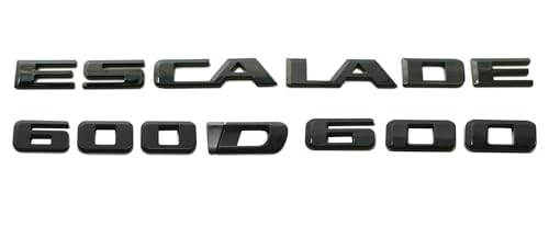 Image of 3Pcs Escalade 600 600D Rear Liftgate Emblems Car Badge Letter 84787581 86543262 Compatible with 2021-2025 Escalade (Glossy Black)