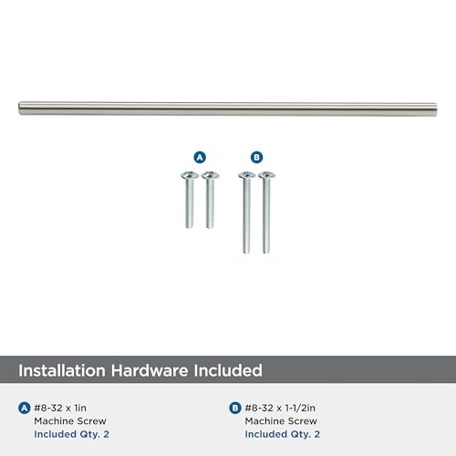 Image of Amerock 10-1 /16 inch Bar Pulls Satin Nickel Drawer Pull | 10-1 /16 inch (256mm) Center-to-Center Mounting Distance and 13-1 /4 inch Overall Length, Durable Carbon Steel Cabinet Hardware
