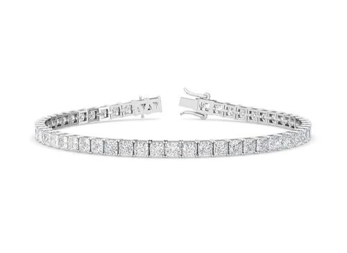 1-20 Carat (ctw) White Gold Princess Cut LAB GROWN Diamond Bracelets (Color E-F Clarity VS2-SI1)