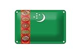 Blechschild 18 x 12 cm Classic Wappen Flagge Turkmenistans Flag Turkmenistan - DekoNo7
