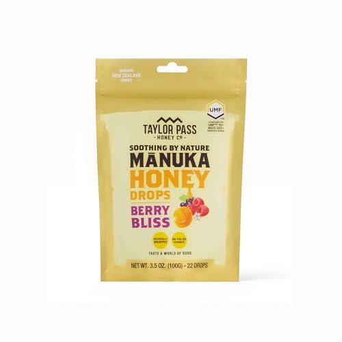 Taylor Pass Honey Co Mānuka Honey Berry Bliss Drops UMF™ 10+ | Mānuka Honey Lozenges | Soothing...