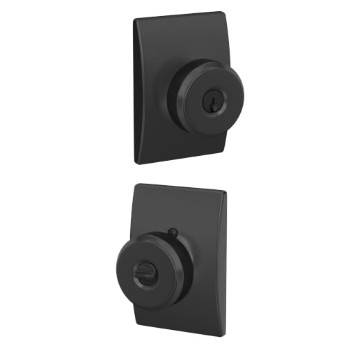 Image of SCHLAGE Bowery Keyed Entry Door Knob, Interior /Exterior, Matte Black