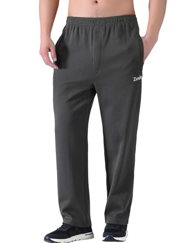 Zoulee Men's Open-Bottom Cotton Track Pants Sweatpants Jogging Pants with Zip Fly3