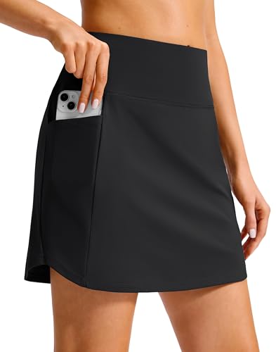 SANTINY 16'' Skorts for Woman with 4 Side Pockets High Waisted Stretch Pickleball Athletic Skirts Casual Tennis Golf Skirts