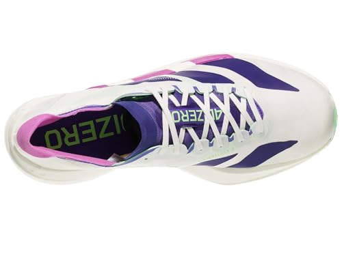 adidas CWHITE/CPURPL/LIMBUR Men's Adizero Adios PRO 4 M Core whiteCollegiate Purple/Lime Burst 10.5 US, Wide4