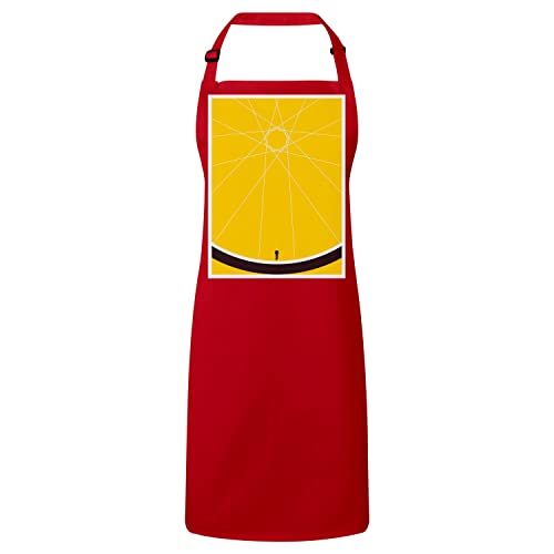 Tablier cuisine rouge velo jaune, le cadeau idéal pour un cycliste cordon bleu