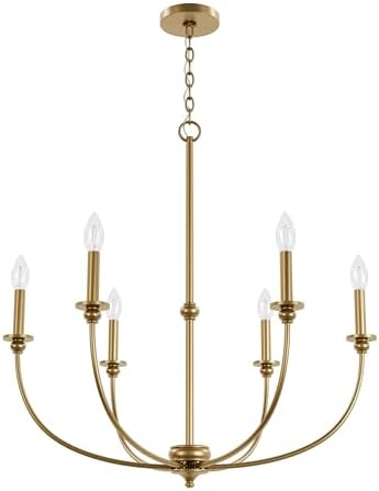 Hunter - Southcrest 6-Light Luxe Gold, Large Chandelier, Dimmable, Casual Style, Candle Shaped, for Bedrooms, Kitchens, Dining, Living Rooms - 48066