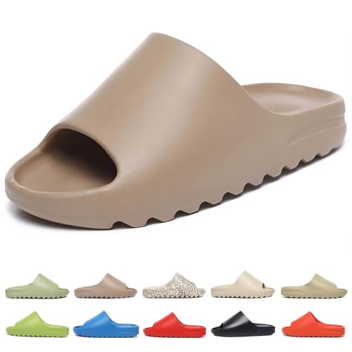 Cloud Sliders for Women and Men Non-Slip Quick Dry Shower Slippers Ultra-Soft Thick Sole Slides Beach Sandals Hoe Pillow Slides for Indoor & Outdoor (Dark brown ) 38 EU