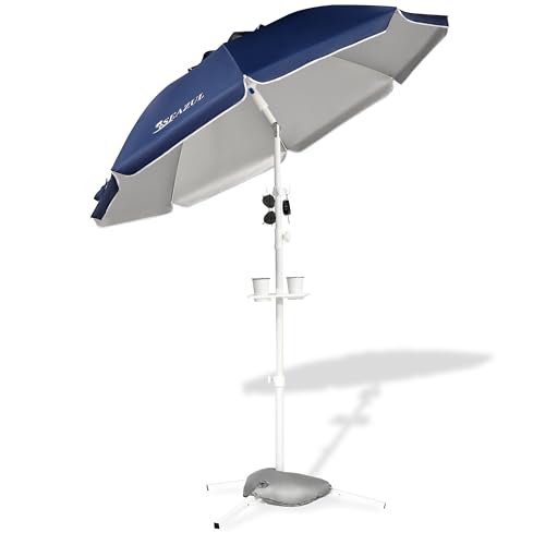 Seazul 6.5ft Sun Shade Umbrella Portable Umbrella with Stand for Sports Water Weight Bag Adjustable and Lightweight Sun Protection Navy Blue