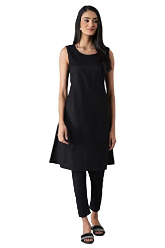 Image of Aurelia Women's Cotton Blend Solid Regular Kurta