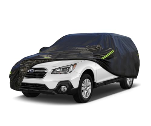 Image of KouKou Waterproof SUV Car Cover Suitable for Subaru Outback from 1994 to 2025, 7 Layers Windproof All Weather Waterproof Outdoor Cover Sun Rain UV Dust Snow Protection. Black
