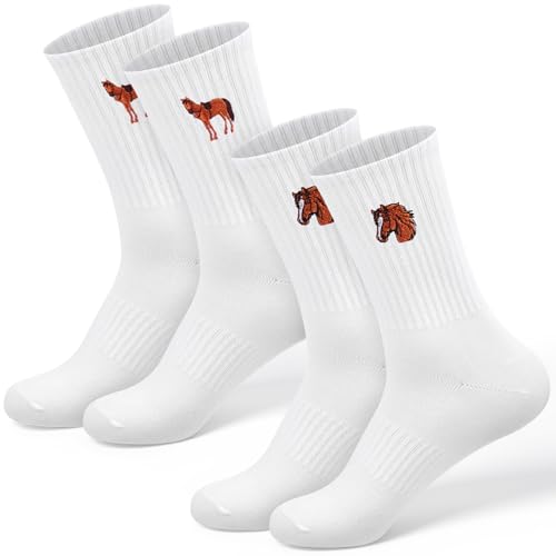 Jadive 2 pares presente de cavalo para mulheres homens 36-42 meias de cavalo meias divertidas de animais Natal