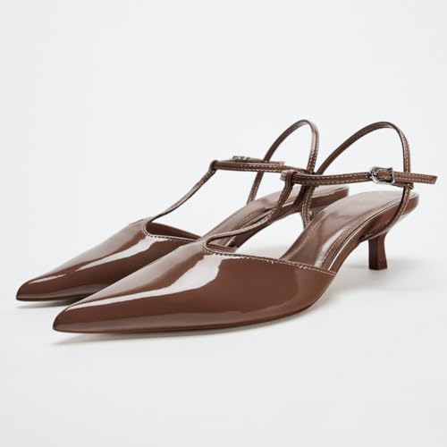 Fashion Slingback Kitten Heels for Women Buckle Strap Work Pumps2