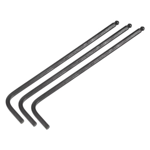uxcell 3pcs 3mm Ball End Hex Key Wrench Metric L Shaped Long Arm CR-V Repairing Tool for Bikes Furniture Repair Black