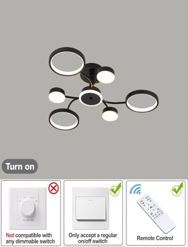 Plafonnier LED salon moderne grand lustre dimmable chambre 76cm