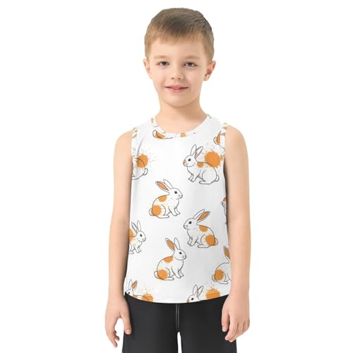 J JOYSAY Cartoon Rabbit Orange Boys Tank Top Sleeveless Muscle Shirts Quick Dry Active Sport Workout Kids T-Shirts 3-15T2