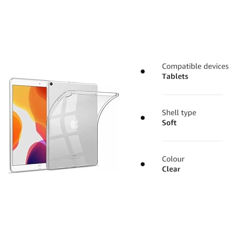 AWH KNEKT Crystal Clear Soft Shell Case for iPad 10.2 8th & 7th Generation (2020/2018), Clear TPU Back Cover, Slim-Fit Shell Case for iPad 10.2 inch, Silicone TPU Smart Tablet Case Cover - Clear