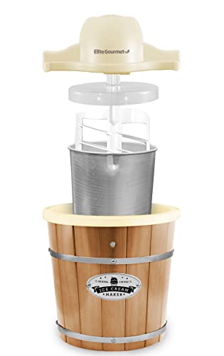 Elite Gourmet Maxi-Matic EIM-924L 4 quart Old Fashioned Electric Ice Cream Maker, Pine Bucket