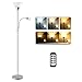 Produktbild Tomons Stehlampe LED Dimmbar, Deckenfluter mit Leselampe und Fernbedienung, Stehleuchte 3 Farb, Helligkeit Stufenlos, Touch-Steuerung, Stehleuchte mit Zwei Lampenköpfen, Separat Bedienbar, Silber