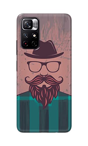 Image of PRINTFIDAA Man Icon with Beard Shirt Hipster Printed Designer Hard Case for Redmi Note 11T (5G) Back Cover -(e) RPM1001