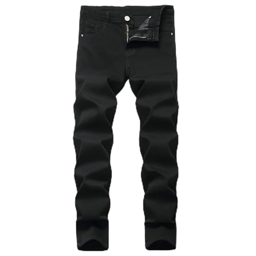 Men's Slim Fit Medium Stretch Jeans in Black 75% Cotton Denim Soft Breathable Machine Washable