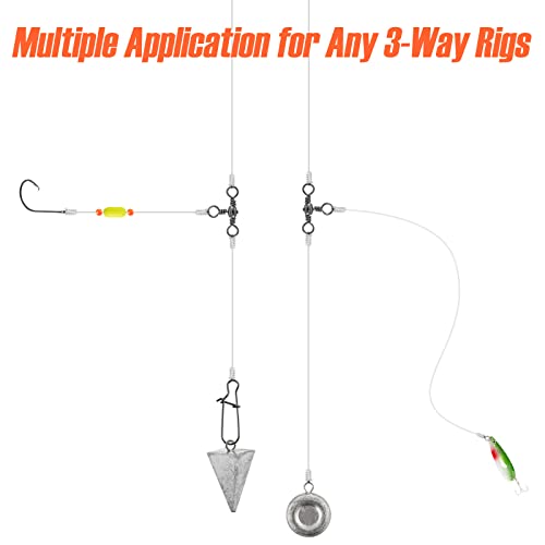 Dr.fish 30Pcs Stainless Steel Fishing 3-Way Swivels Solid Rid Ring Lures Rolling Tackles Connector 0.62In 35Lb #TOP3