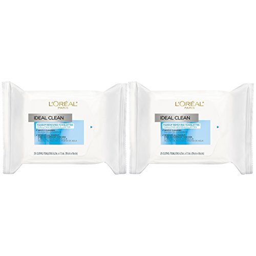 L'Oreal Paris Ideal Clean Makeup Removing Towelettes and Gentle Face Cleansing Wipes with Vitamin E, 2 count