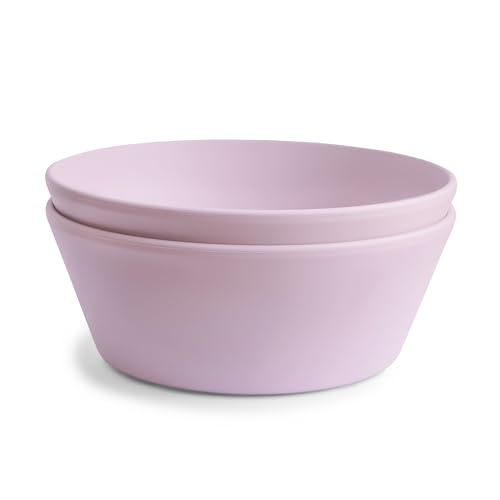 mushie Lot de 2 bols ronds pour enfants, Réutilisables, sans BPA, Passe au lave-vaisselle et au micro-ondes, Fabriqués au Danemark (Soft Lilac)
