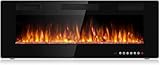 Waleaf Chimenea Eléctrica, 50'/127cm Chimeneas Electricas Decorativas con Calefacción, Efecto de Llama 3D, 12 Colores de Llama, Termostato 750/1500W, Chimenea Empotrada y Montada en Pared
