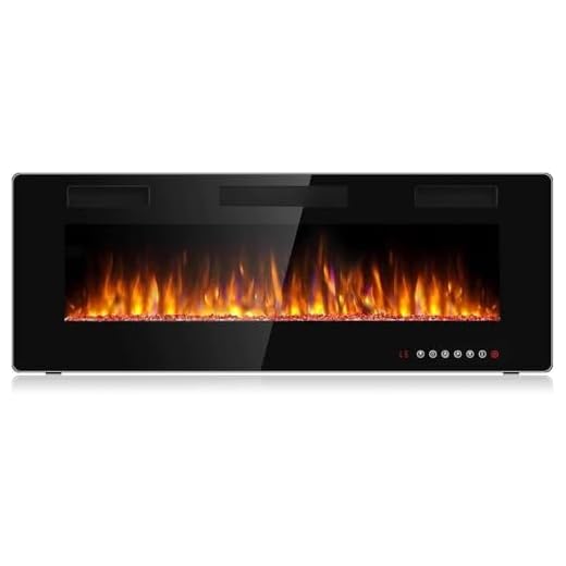 Waleaf Chimenea Eléctrica, 50"/127cm Chimeneas Electricas Decorativas con Calefacción, Efecto de Llama 3D, 12 Colores de Llama, Termostato 750/1500W, Chimenea Empotrada y Montada en Pared