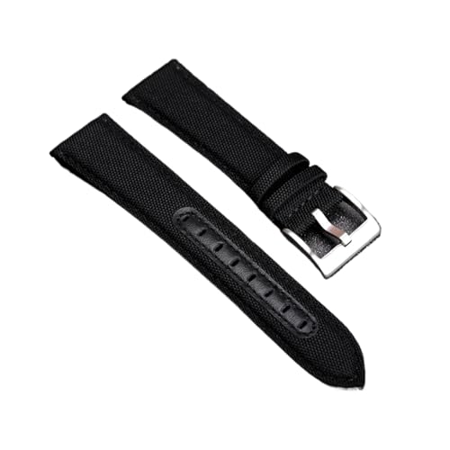 Correa de reloj de lona y cuero hecha a mano por SiChouwz en negro y verde