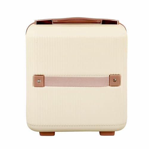 Image of YAGZON Makeup Case Suitcase, Mini Bag, Mini Hard Shell Travel Luggage, Women Portable Water Proof Carrying Suitcase, Organizer Bag, Small Hard Shell Cosmetic Lugge Bag (Off White)