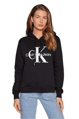 Calvin Klein Sudadera con Capucha para Mujer Hoodie Core Monologo  Negro  CK Black   XL