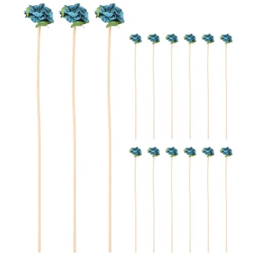 LOGOFUN 15PCS Dried Flower Diffuser Sticks Natural Flower Rattan Sticks Dried Floral Fragrance Refill Sticks for Home Office Supplies - Blue