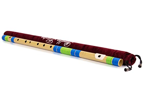 Image of Radhe Flutes PVC Fiber Bass G With Velvet Cover (Beige Flute With Blue & Green Threads)