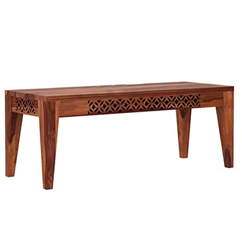 Image of Solid Sheesham Wood 6 Seater Dining Table with 4 Chairs and 1 Bench for Living Room Home Office Dining Room Wooden Furniture Dinner Table Set (Honey Finish)