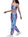 Women Shiny Metallic Jogger Pants Wet Look PU Leather PantsStretchy Holographic Trousers Casual High Waist Sweatpant Disco Rave Pants with Pockets Blue XX-Large 2024