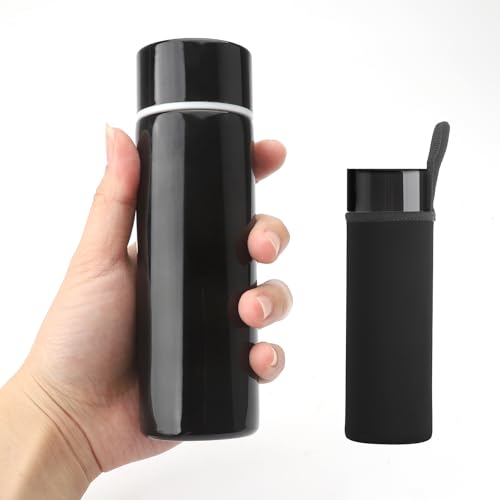 Botella de agua de acero inoxidable, 150 ml, pequeña capacidad, portátil, mini termo, aislada y a prueba de fugas, bebidas frías y calientes, taza de viaje para exterior, trabajo, escuela (negro)