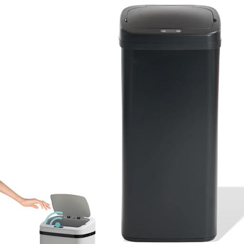 【スマート生活必須】自動ゴミ箱 45L 大容量 センサー式ふた付き 非接触・静音・省エネ ダストボックス(45Lゴミ袋対応)キッチン/リビング/玄関用 コロナ対策 ?生的・省スペース ステンレス製 (ブラック)