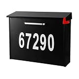 Wall Mount Locking Mailbox with Code Lock - Black Large Capacity with House Numbers Security Digital