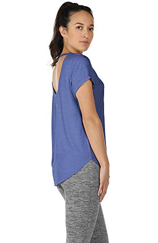 icyzone Dames rugvrij yoga T-shirt korte mouwen sport vrije tijd tops losse casual V-hals shirt, 2-pack - Image 5