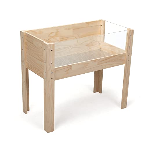 SHARK SHIP Habitat for Turtles with Spacious Wooden Tortoise House, Safe Pine Wood, and Large Viewing Windows