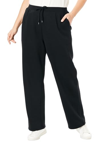 Image of Woman Within Plus Size Better-Fleece Pull-On Drawstring Sweatpants - 3X, Black